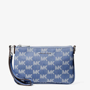 Michael Kors Jet Set Travel Small Logo Jacquard Denim Wristlet-DENIM