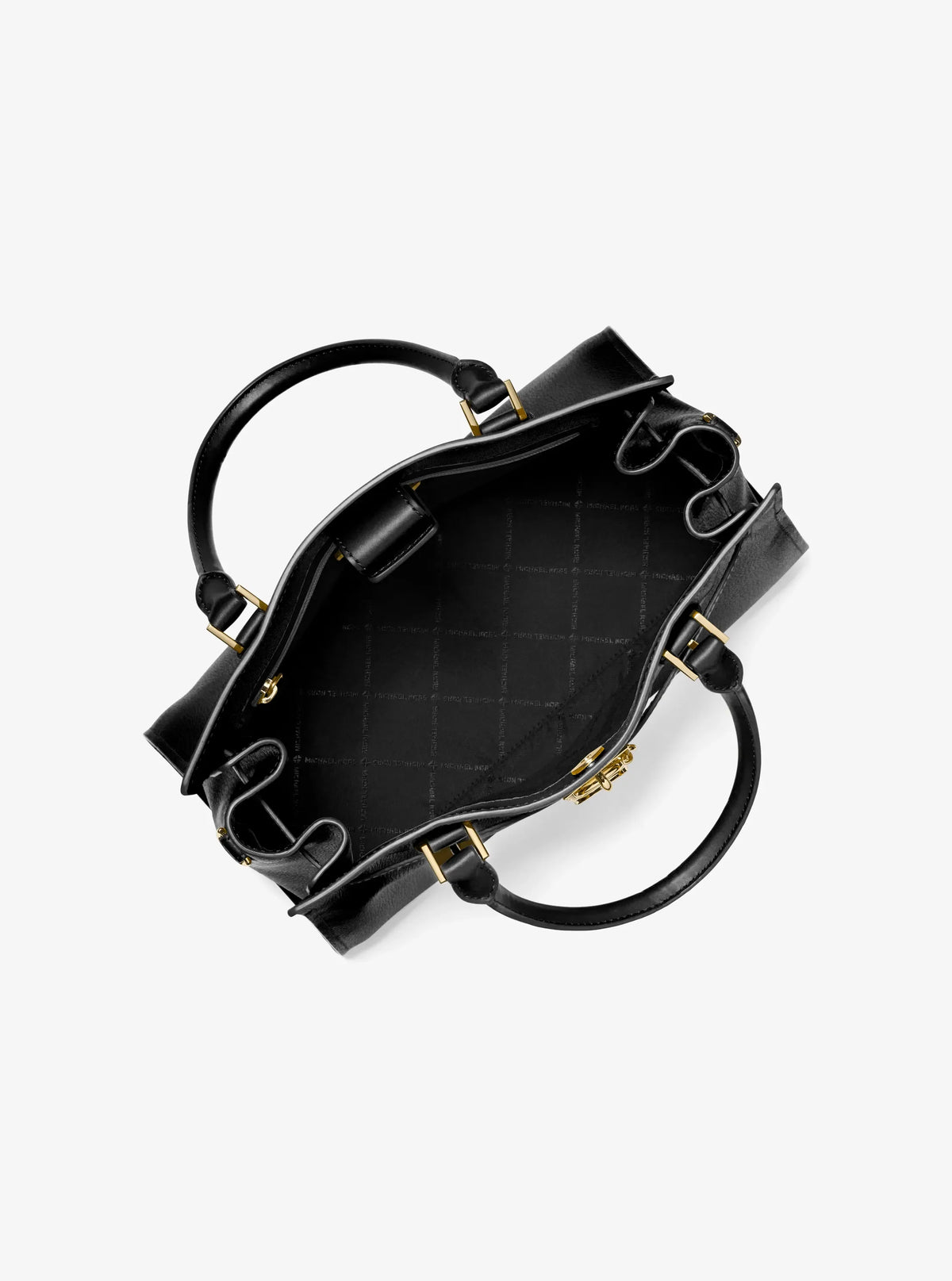 Michael Kors Landon Medium Leather Satchel-BLACK