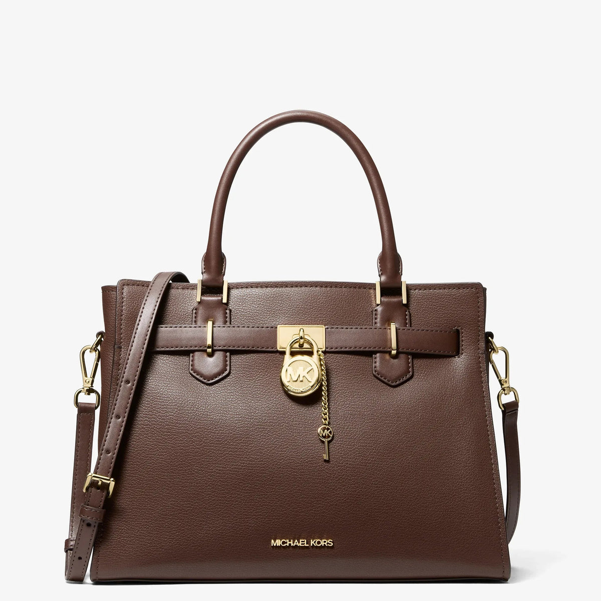 Michael Kors Landon Medium Leather Satchel-NUTMEG