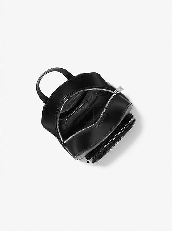 Michael Kors Jaycee Extra-Small Pebbled Leather Convertible Backpack-BLACK