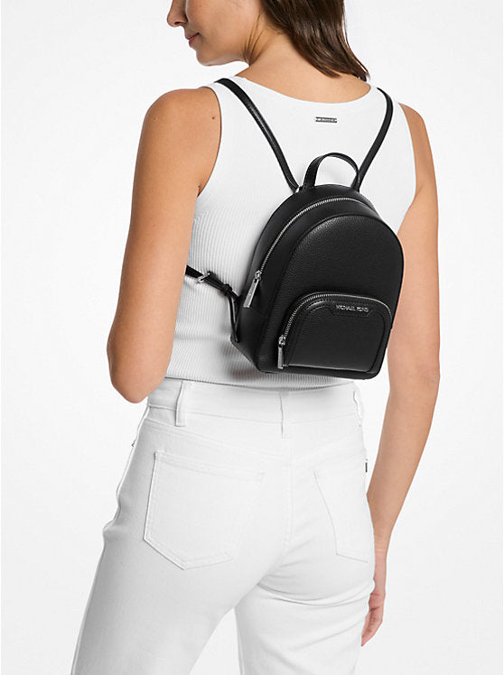 Michael Kors Jaycee Extra-Small Pebbled Leather Convertible Backpack-BLACK - Hemen Teslimde