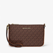 Michael Kors Jet Set Small Signature Logo Convertible Wristlet-BROWN
