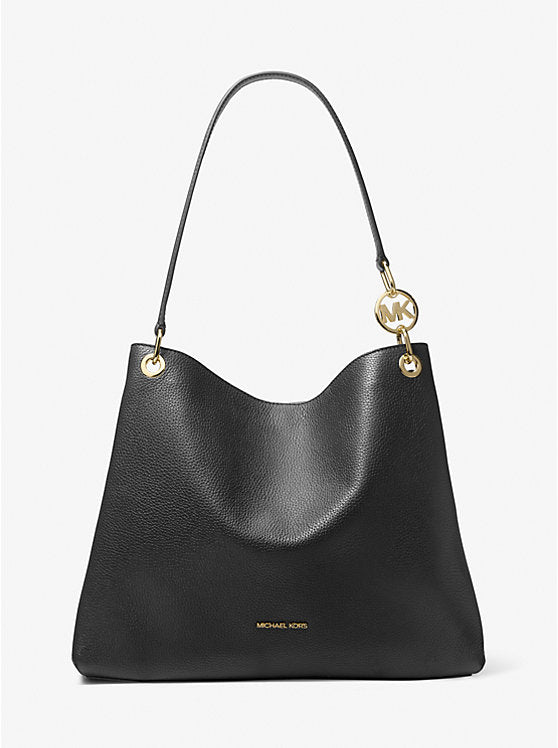 Michael Kors Christina Large Pebbled Leather Shoulder Bag-BLACK