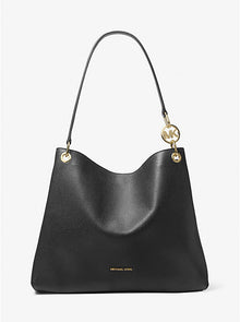 Michael Kors Christina Large Pebbled Leather Shoulder Bag-BLACK