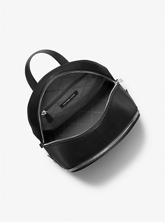 Michael Kors Rhea Medium Pebbled Leather Backpack-BLACK
