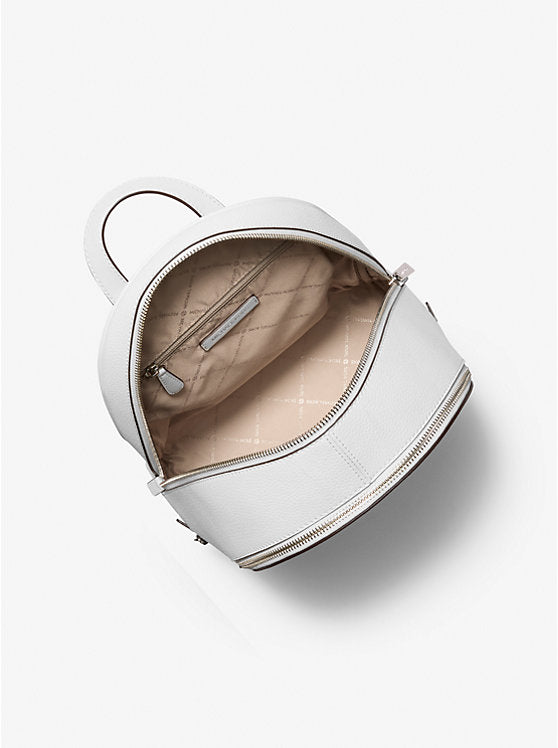 Michael Kors Rhea Medium Pebbled Leather Backpack-OPTIC WHITE