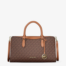Michael Kors Arden Medium Signature Logo Top-Zip Satchel-BROWN