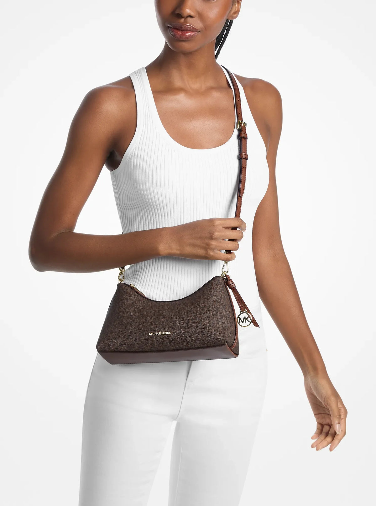 Michael Kors Sammy Small Signature Logo Convertible Crossbody Bag-BROWN
