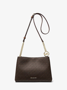 Michael Kors Christina Small Signature Logo Crossbody Bag- BROWN