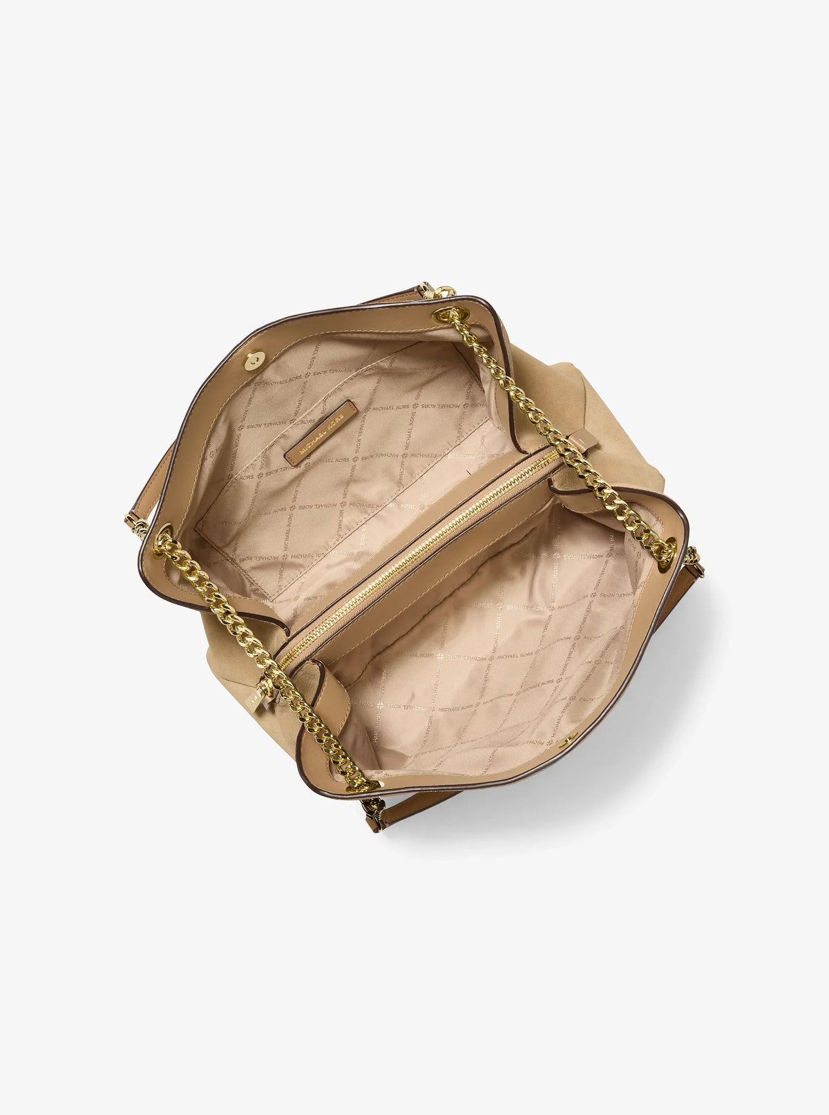 Michael Kors Christina Medium Suede Messenger Bag- CAMEL