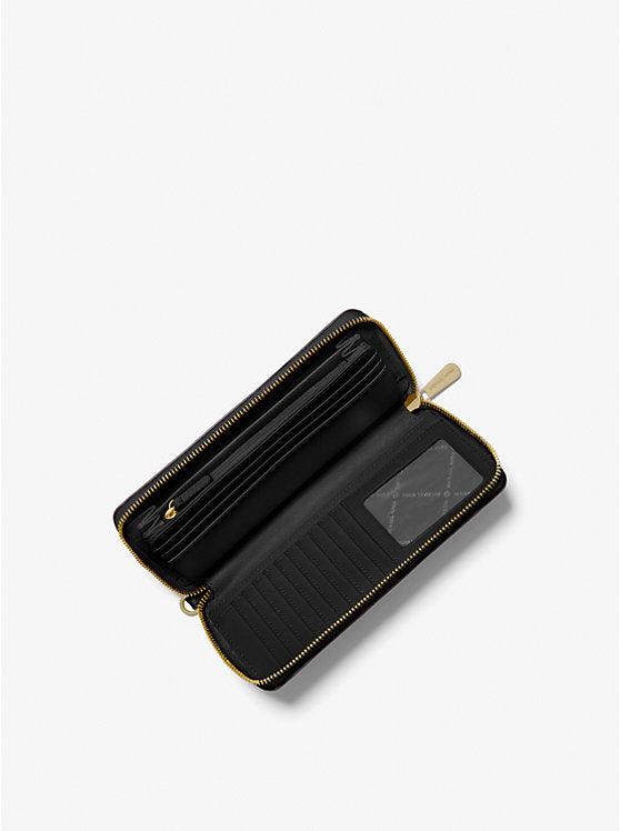 Michael Kors Jet Set Travel Large Pebbled Leather Wristlet-BLACK