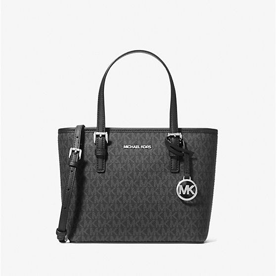 Michael Kors Jet Set Travel Extra-Small Logo Top-Zip Tote Bag-BLACK - Hemen Teslimde