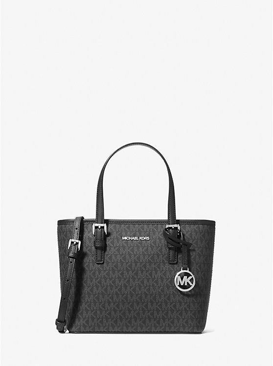 Michael Kors Jet Set Travel Extra-Small Logo Top-Zip Tote Bag-BLACK - Hemen Teslimde