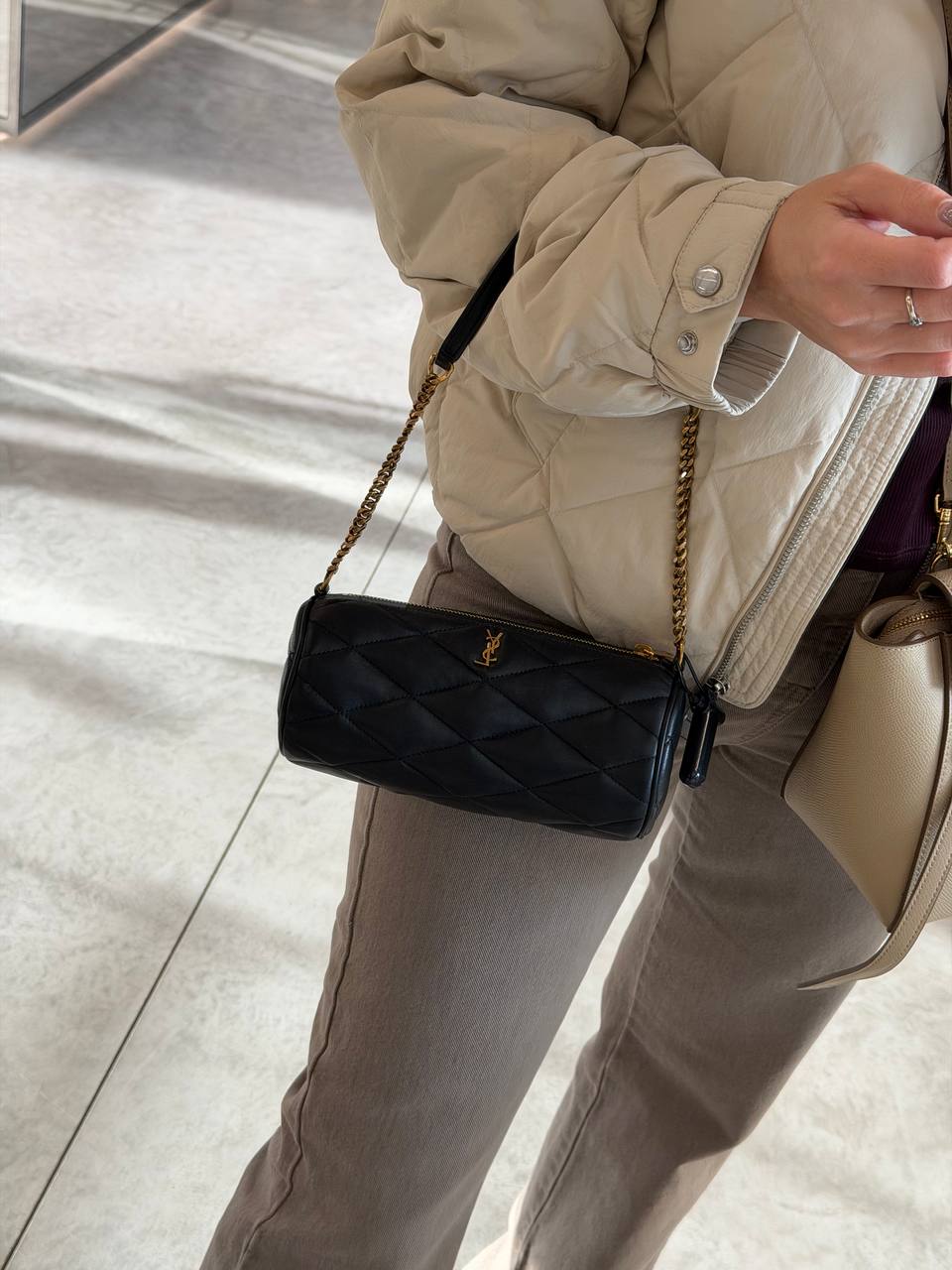 YSL SAINT LAURENT - SADE MINI TUBE BAG IN QUILTED LAMBSKIN BLACK