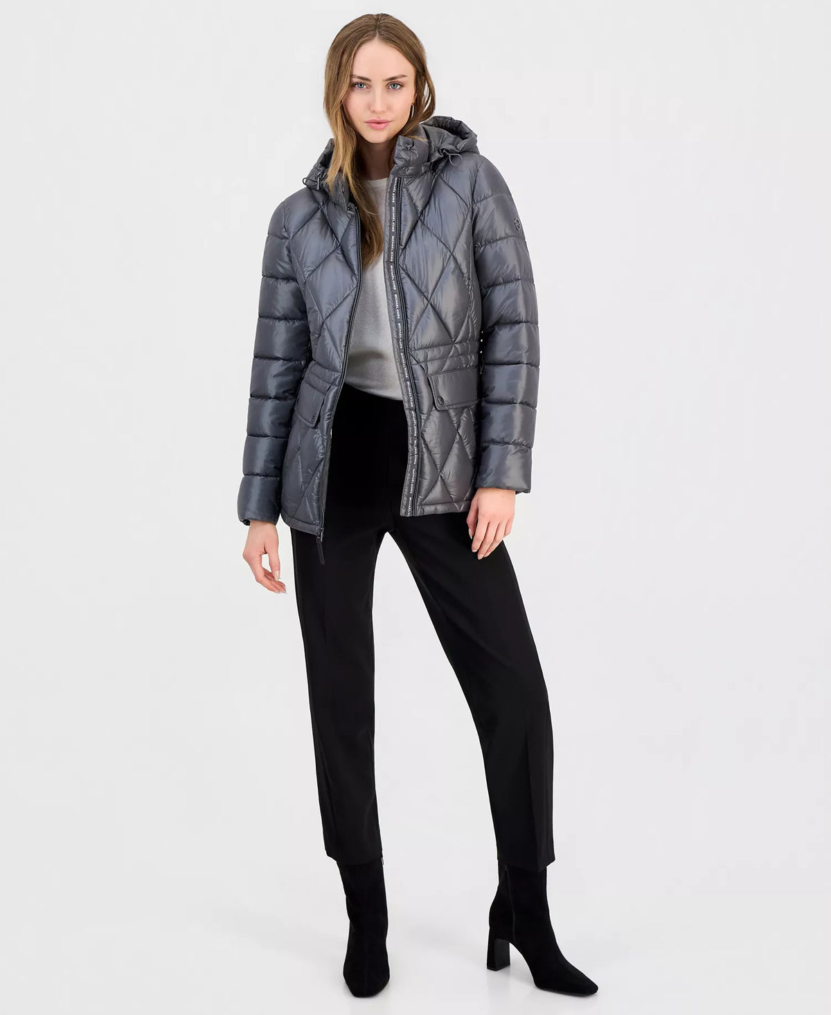 Michael Kors Women's Hooded Anorak Packable Puffer Coat-Malachite Grey