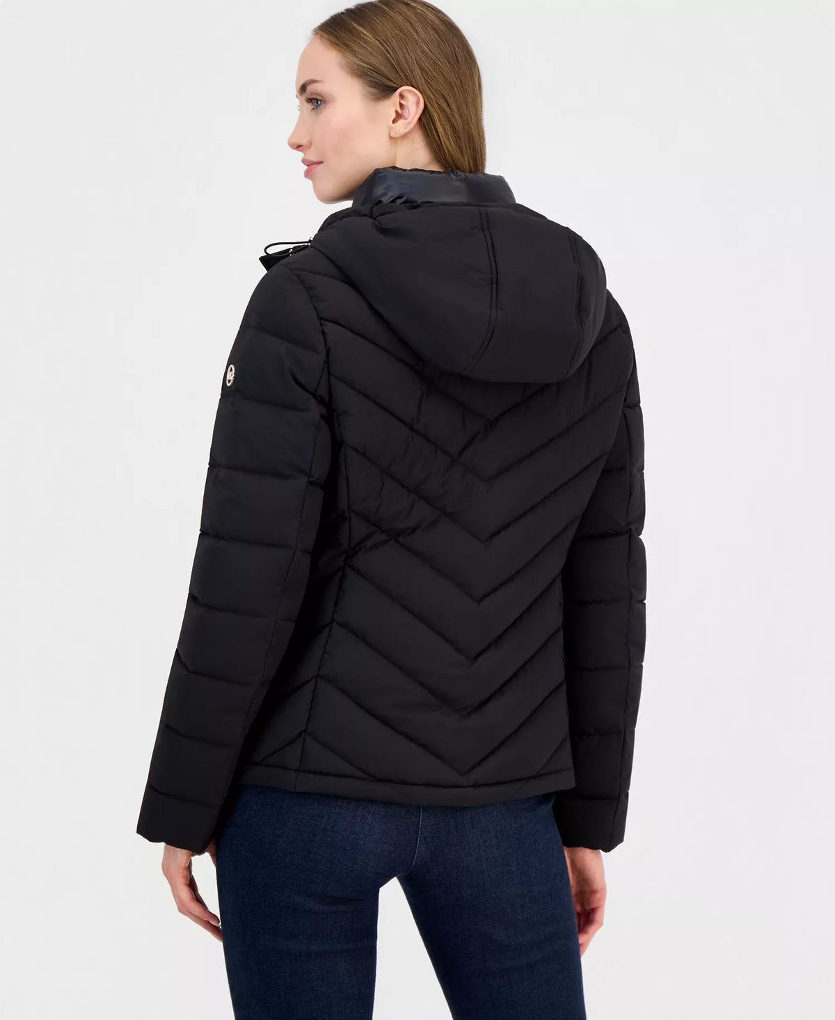 Michael Kors Women's Hooded Bibbed Packable Puffer Coat-Black