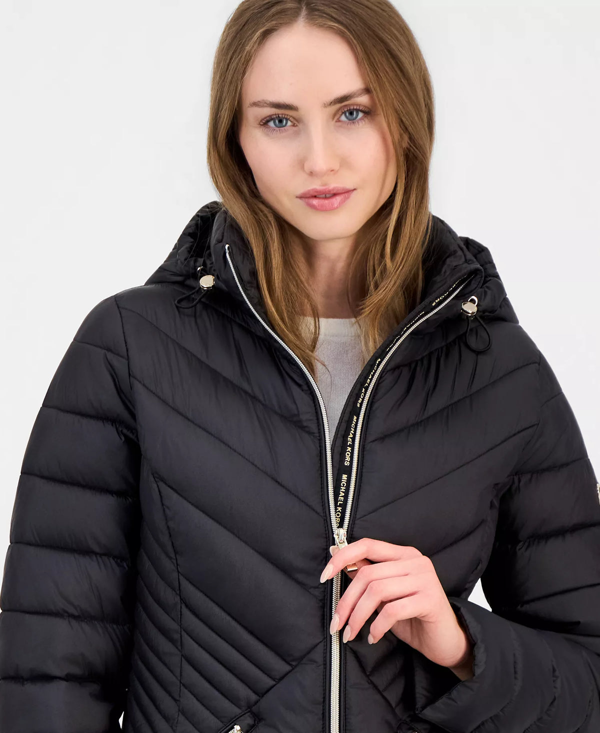 Michael Kors Women's Hooded Packable Puffer Coat-Black