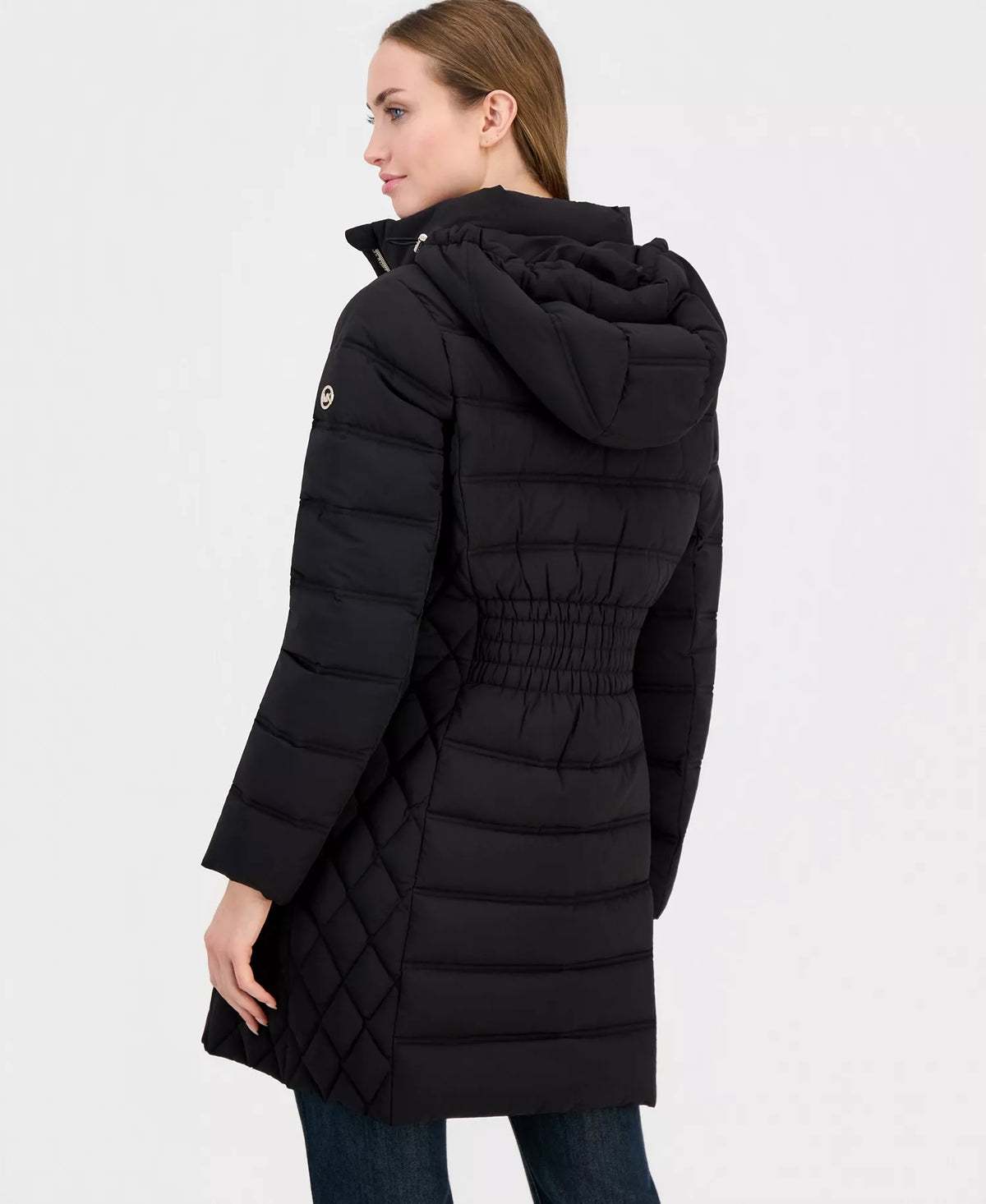 Michael Kors Women's Hooded Packable Puffer Coat-BLACK