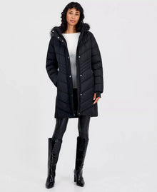 Michael Kors Michael Kors Women's Hooded Faux-Fur Trim Puffer Coat-Black