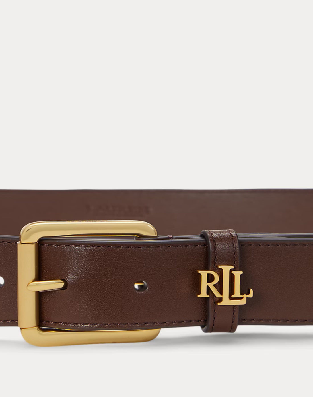 Ralph Lauren Logo-Keeper Leather Belt Dark Mahogany