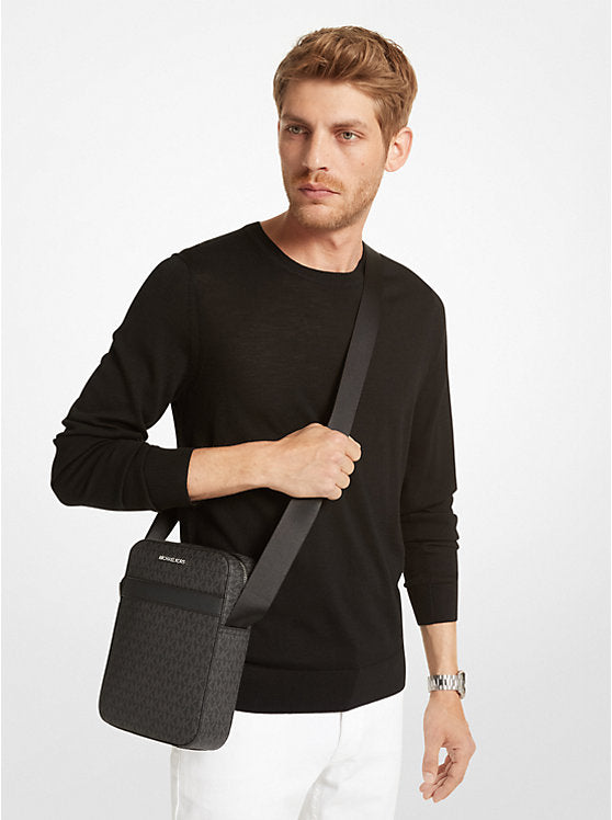 Michael Kors Cooper Signature Logo Flight Bag-BLACK