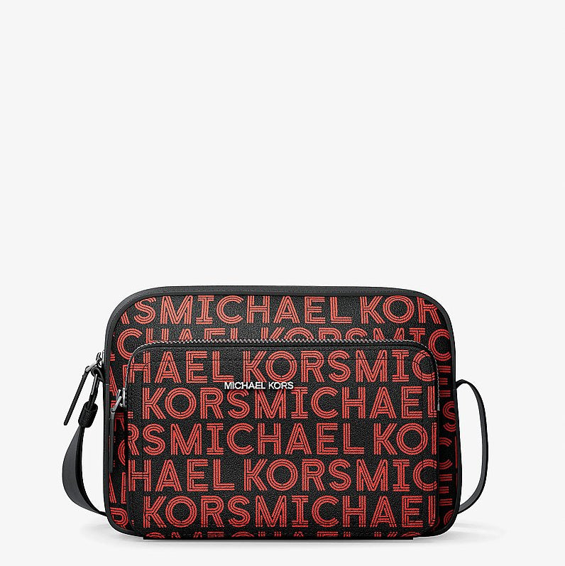 Michael Kors Cooper Graphic Logo Flight Bag- BRIGHT RED