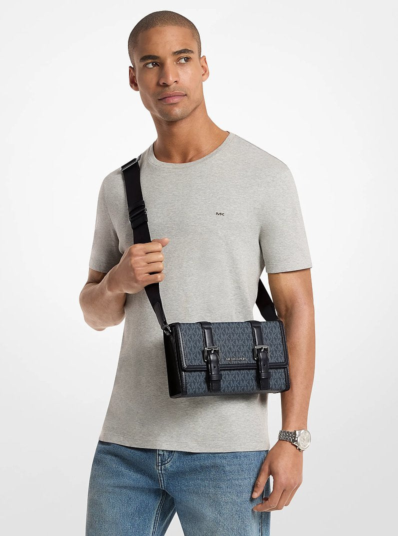 Michael Kors Cooper Pebbled Leather and Signature Logo Trunk Crossbody Bag-ADMRL/PLBLUE