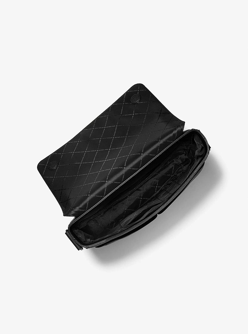 Michael Kors Pacey Medium Signature Logo Messenger Bag-BLACK