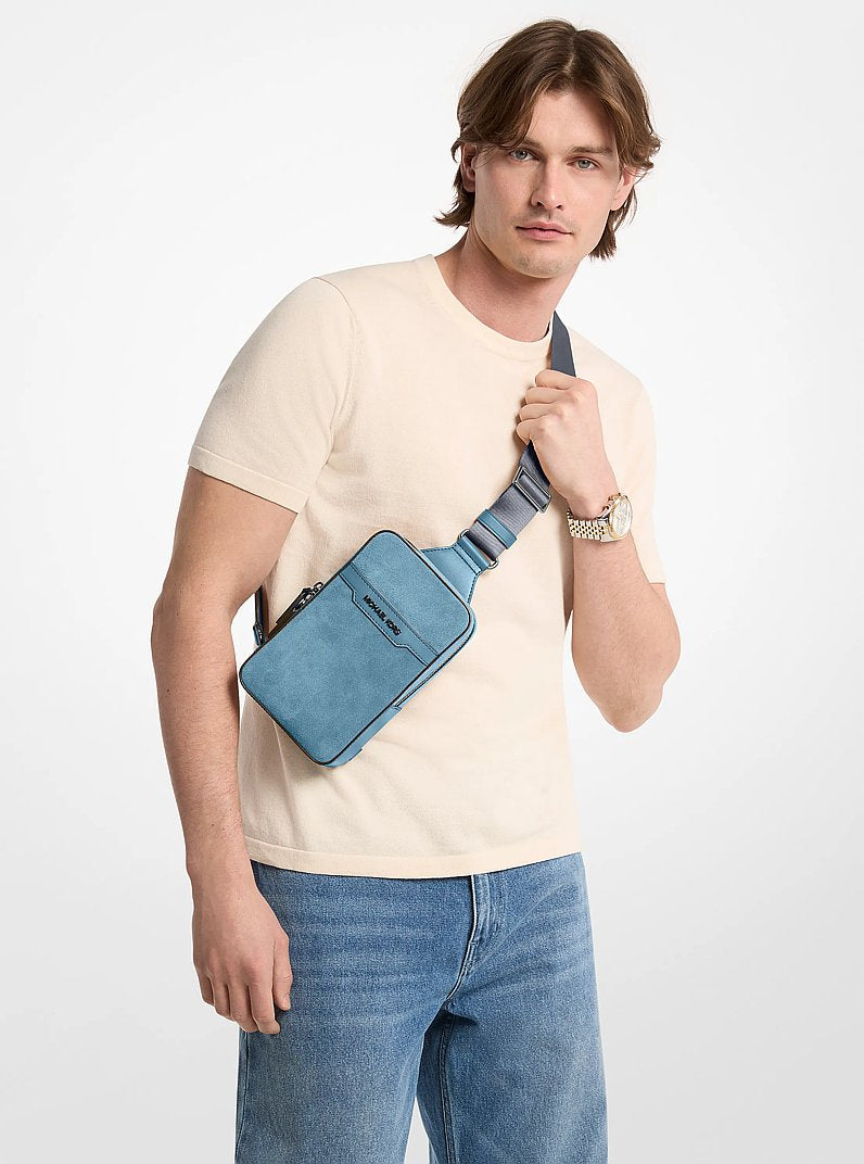Michael Kors Cooper Medium Suede Sling Pack-DENIM