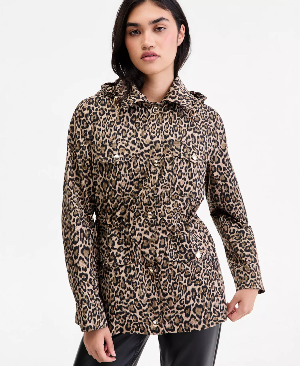 Michael Kors MICHAEL Women's Hooded Leopard-Print Anorak Jacket-LEOPARD