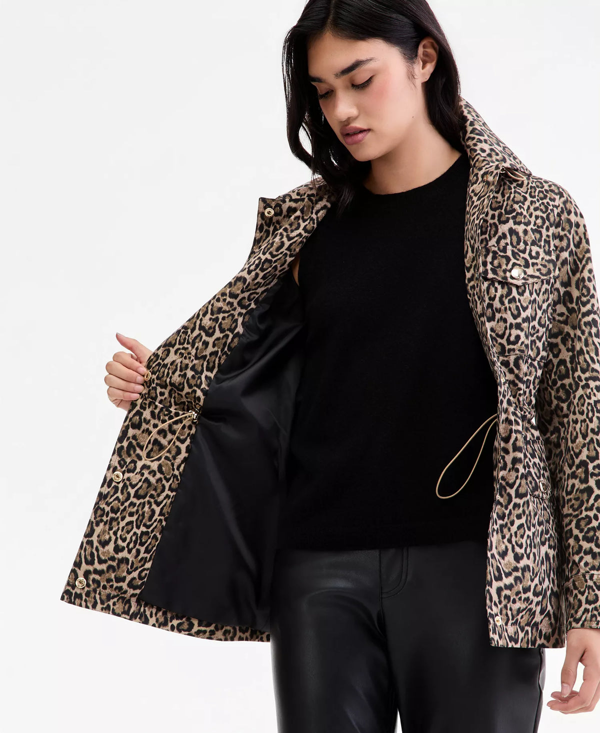 Michael Kors MICHAEL Women's Hooded Leopard-Print Anorak Jacket-LEOPARD