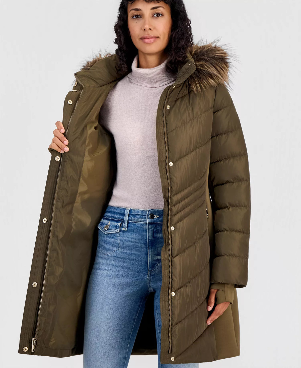 Michael Kors Michael Kors Women's Hooded Faux-Fur Trim Puffer Coat-Duffle