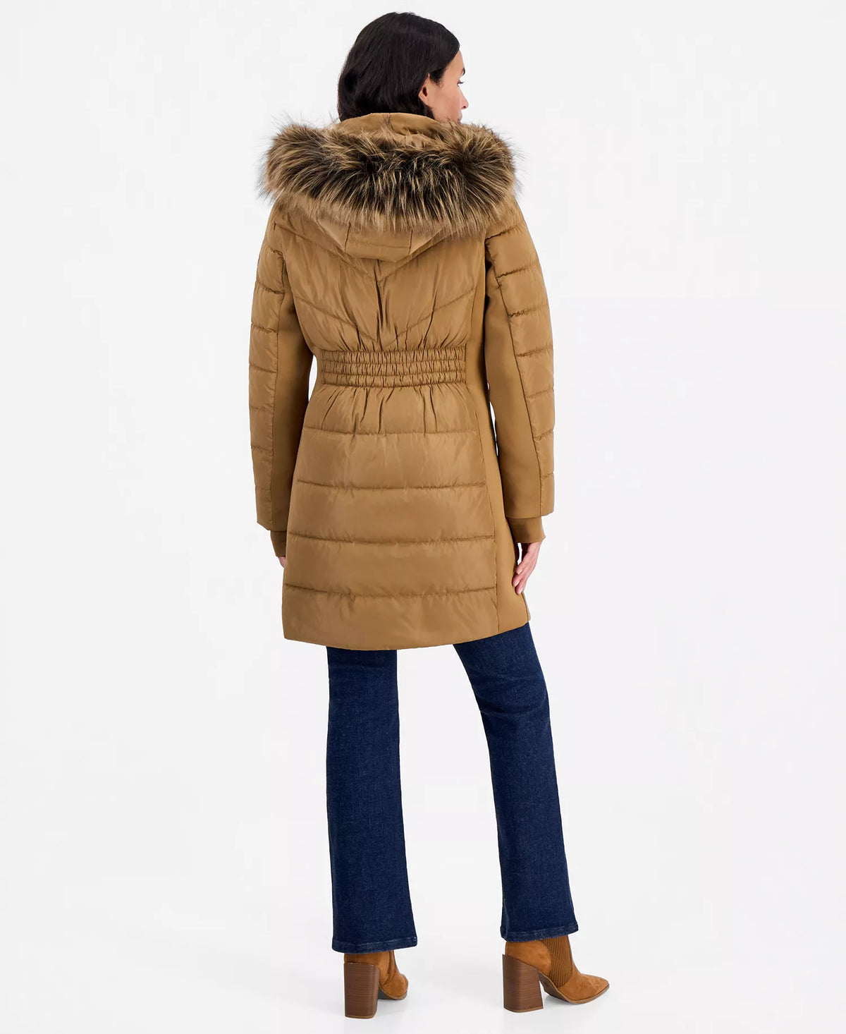 Michael Kors Michael Kors Women's Hooded Faux-Fur Trim Puffer Coat-Dk Camel