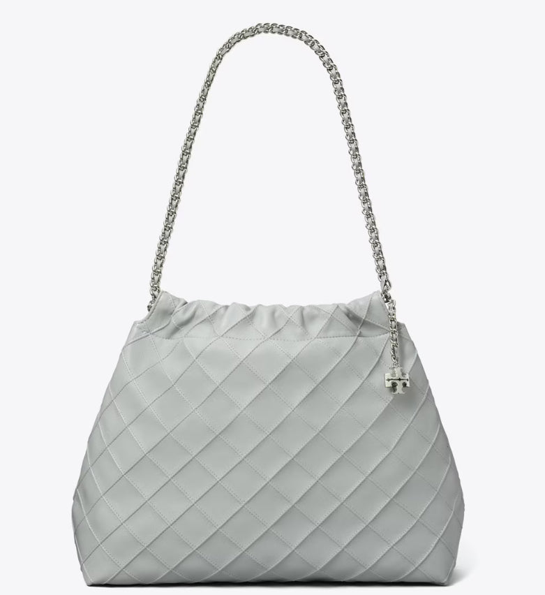 TORY BURCH FLEMING SOFT HOBO BAG - gray