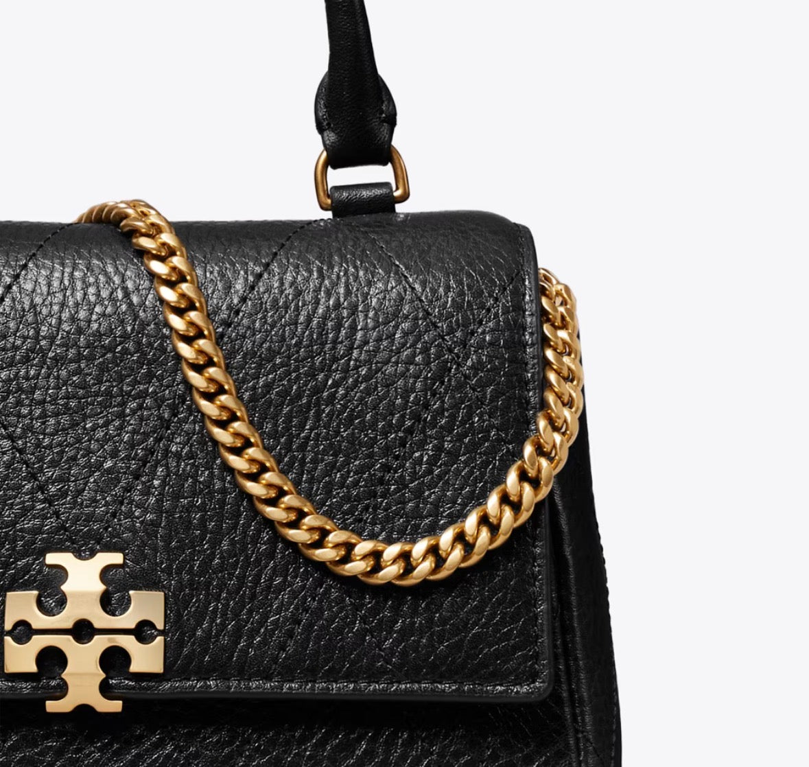 TORY BURCH MINI CHARLIE QUILTED TOP-HANDLE CROSSBODY - black