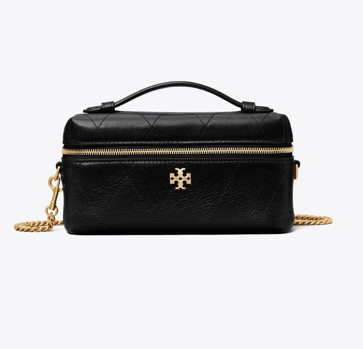 TORY BURCH CHARLIE QUILTED EAST-WEST VANITY CASE - Black