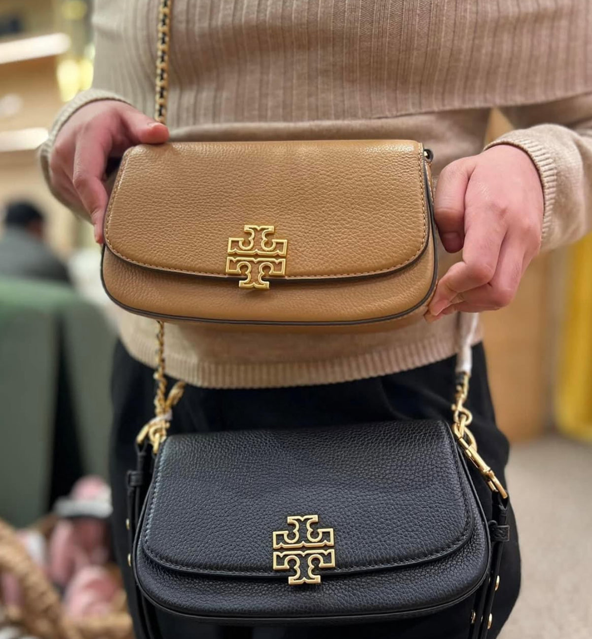 Tory Burch Britten Convertible Crossbody Black Kadın Deri Çanta - Hemen Teslimde
