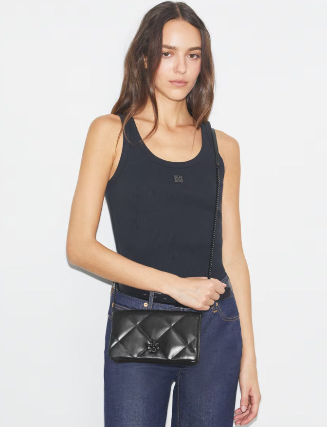 TORY BURCH KIRA DIAMOND QUILT CROSSBODY BAG  - black