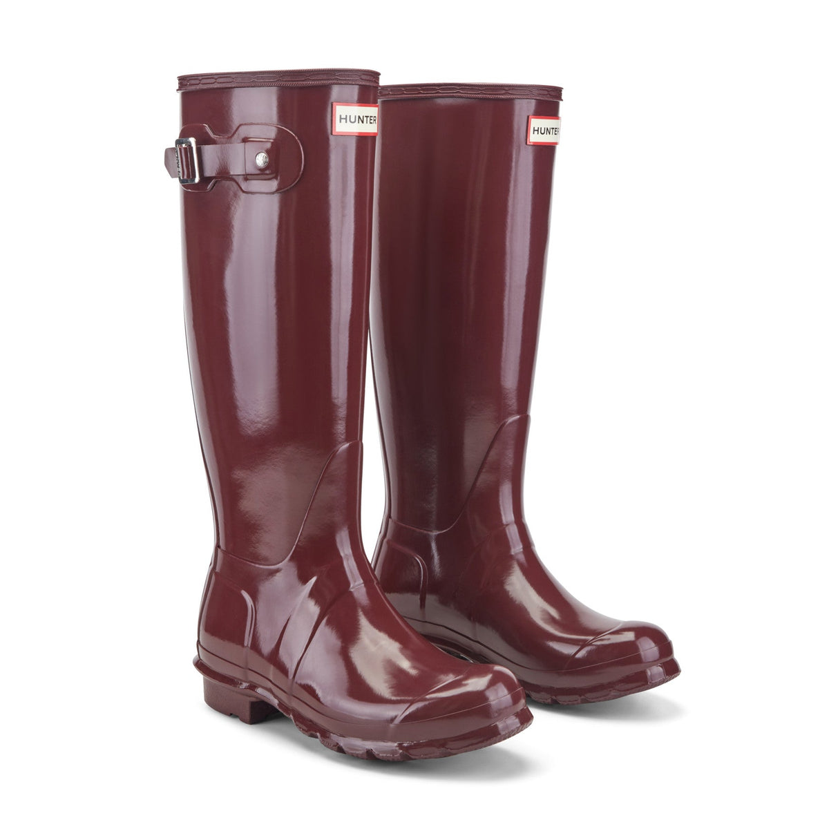 Hunter Women's Original Tall Gloss Rain Boots -Dark Red Gloss