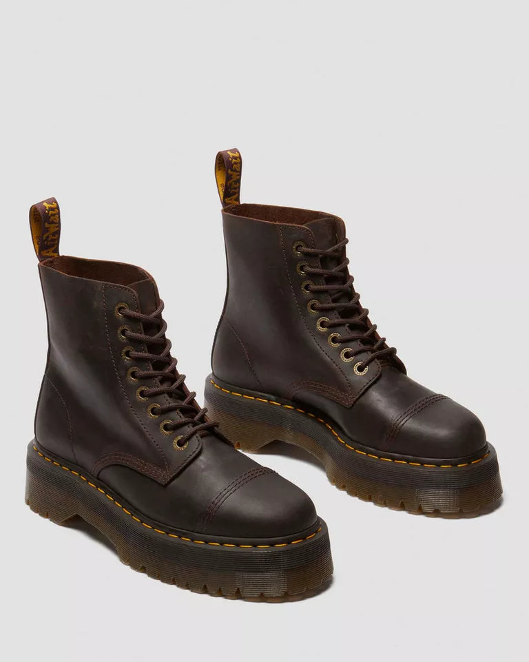 Dr. Martens Women Sinclair Crazy Horse Leather Platform Boots - Dark Brown — Crazy Horse