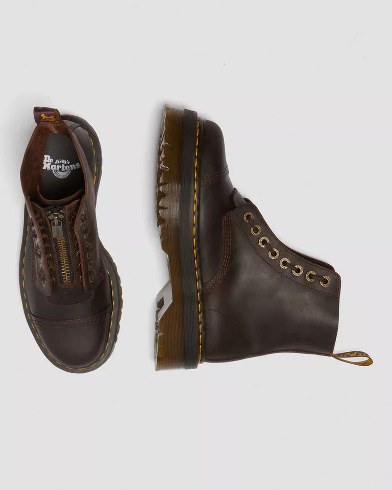 Dr. Martens Women Sinclair Crazy Horse Leather Platform Boots - Dark Brown — Crazy Horse