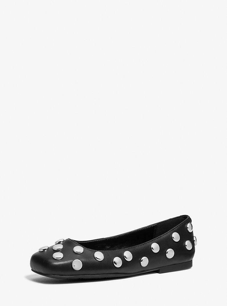 Michael Kors Matilda Studded Leather Ballet Flat-BLACK