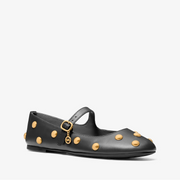 Michael Kors Nellie Flex Studded Leather Ballet Flat-BLACK