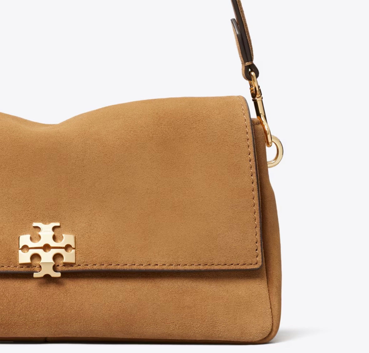 TORY BURCH SMALL CHARLIE SUEDE SHOULDER BAG  - toffee