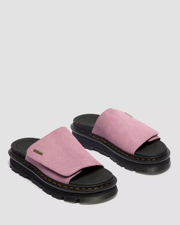Dr. Martens Women Zebzag Suede Platform Slides  -  Dusty Rose Pink — E.H.Suede