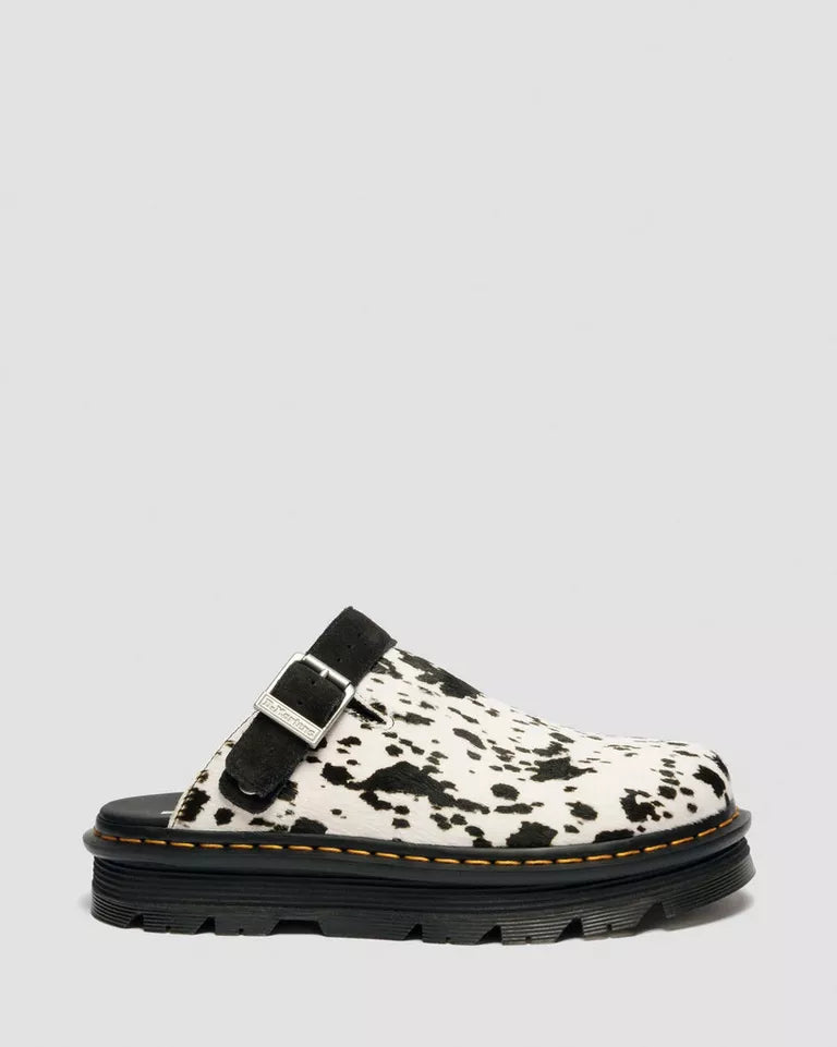 Martin & MacArthur マーティン&マッカーサー Dr. Martens Women Zebzag Dalmatian Hair On Leather Platform Mules