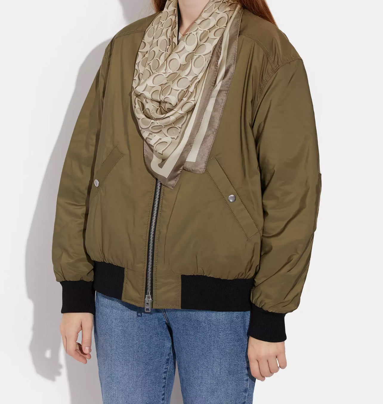 Coach Signature Print Silk Square Scarf - Bone