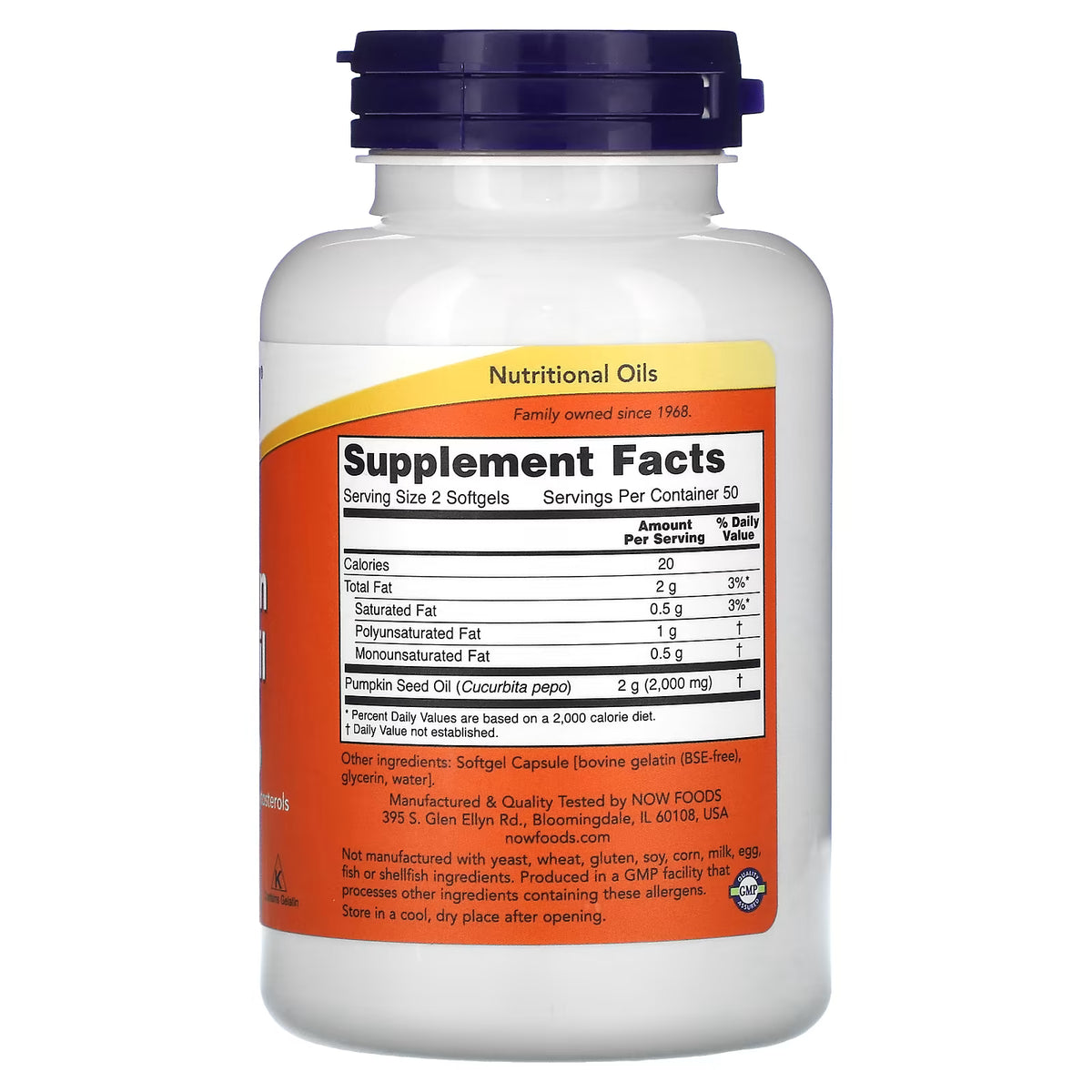 NOW Foods, Pumpkin Seed Oil, 100 Softgels (1,000 mg per Softgel)