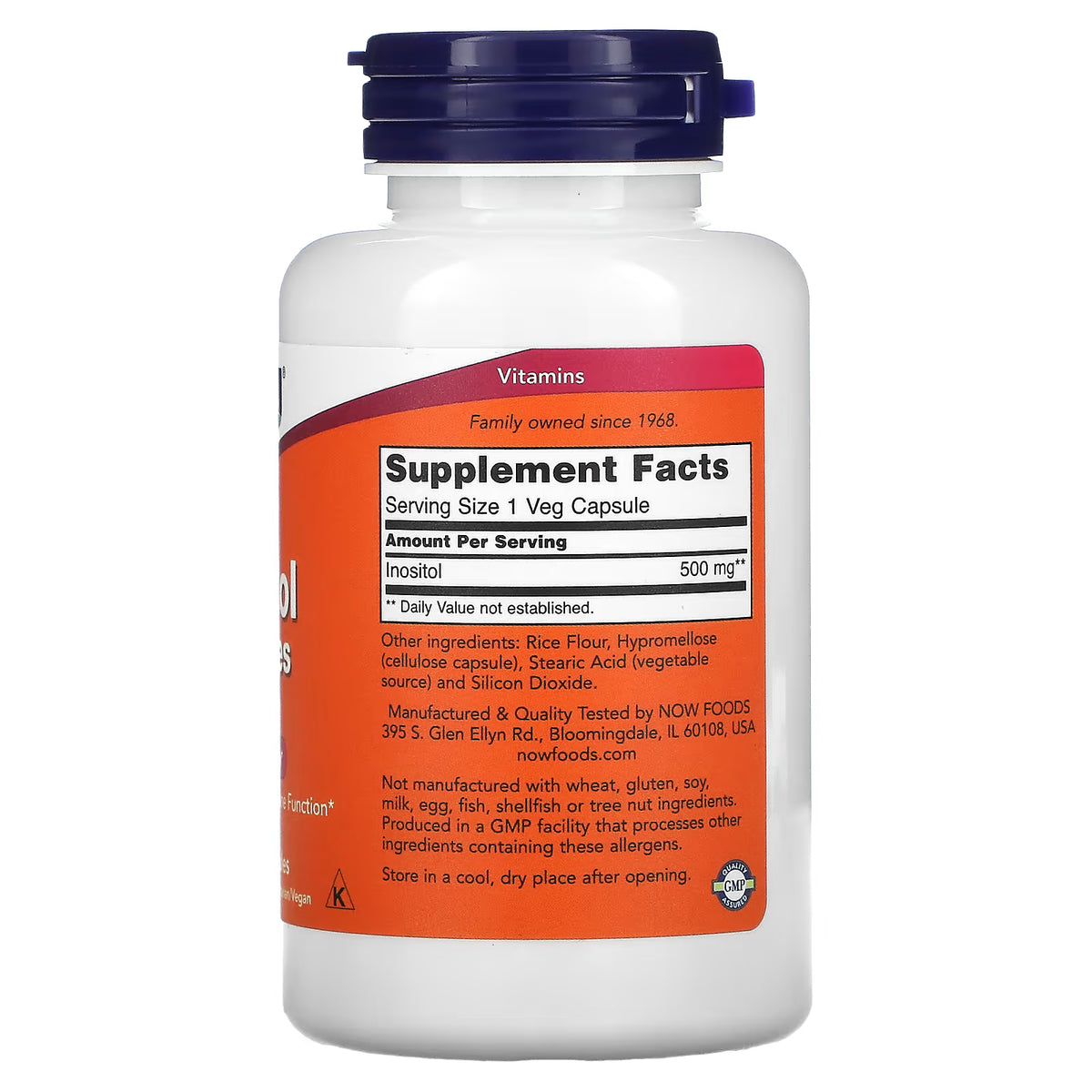 NOW Foods, Inositol, 500 mg, 100 Veg Capsules
