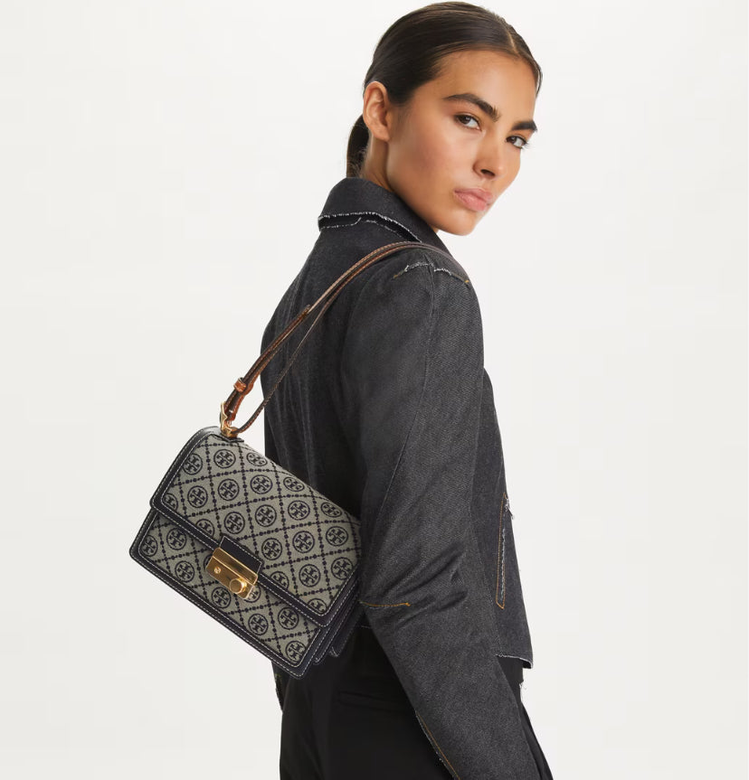 TORY BURCH T MONOGRAM SHOULDER BAG - TORY NAVY